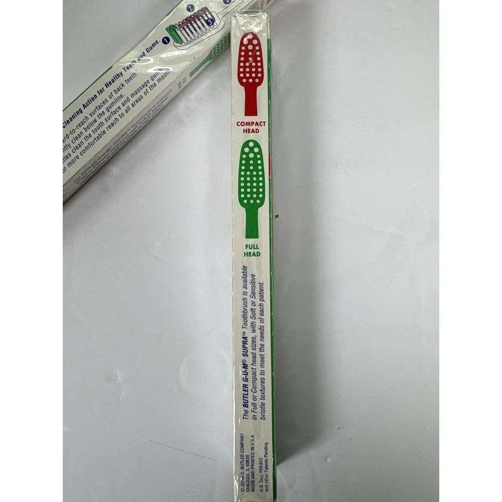 Vintage Butler GUM Supra Toothbrush Soft Compact Head Lot 2 NOS Dentist